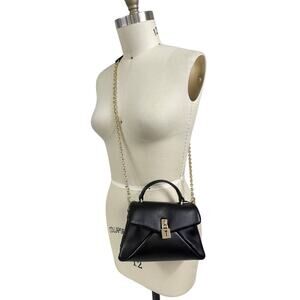 Ted Baker NWT Poppy Small Black Nappa Leather Satchel with Lock Detail